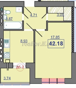 1k apartment on Dovzhenko