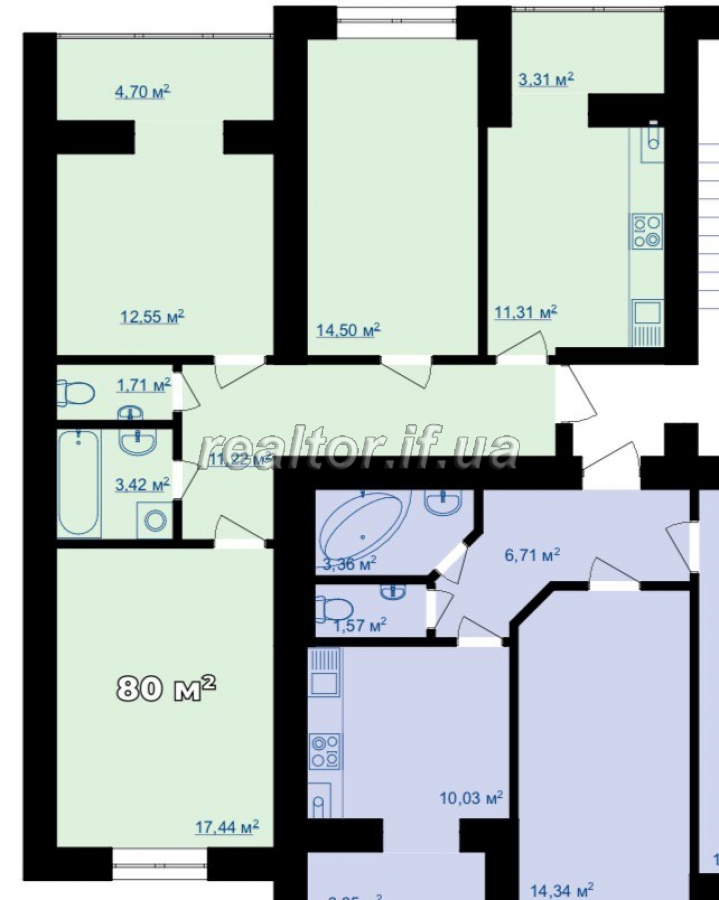 I will sell the three-room apartment on Chornovola Street with modern planning